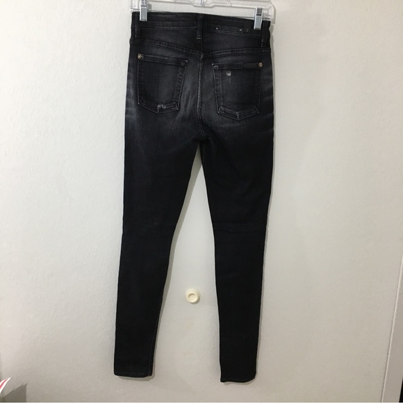 7 for all Mankind Black Distressed High Waist Skinny Jeans. Size 25. - Picture 2 of 6